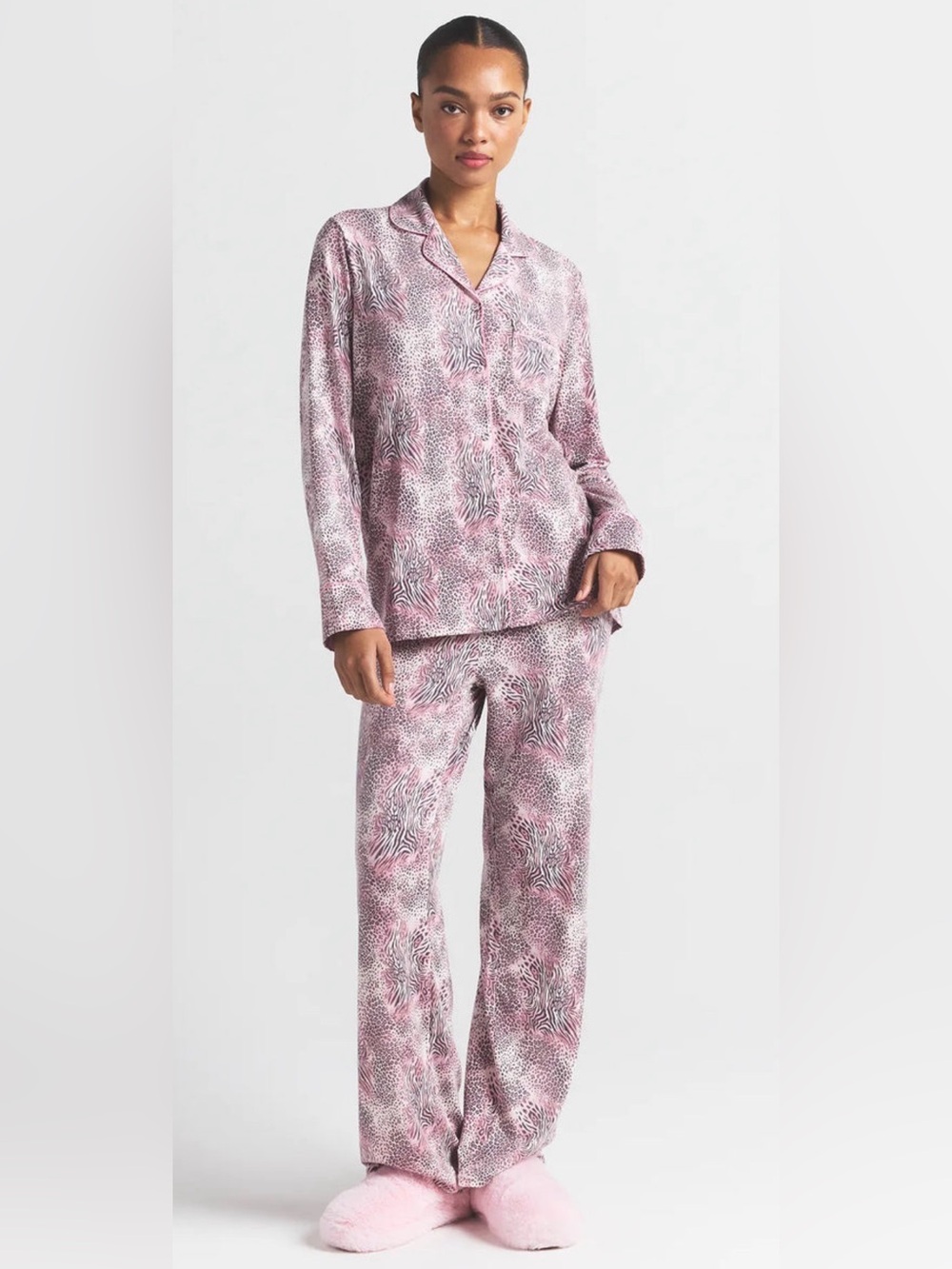 skims long sleeve button up pj set